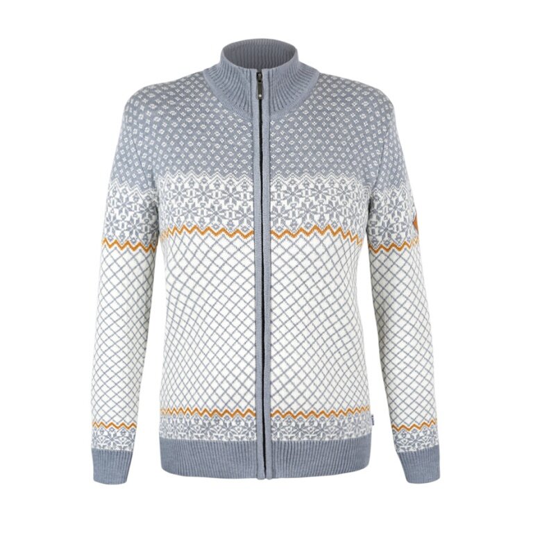 Kama Sweater Pullover 5059 Full Zip (Merino wool, warm) grey/white ladies