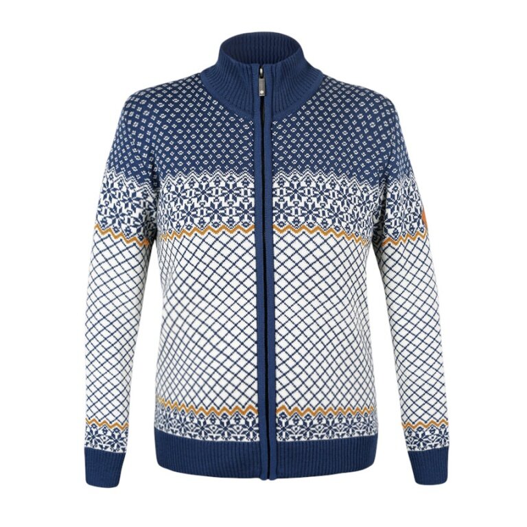 Kama Sweater Pullover 5060 Full Zip (Merino wool, windproof, breathable) blue/white ladies