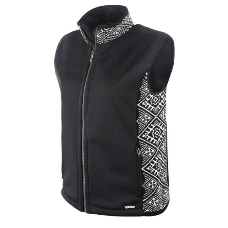 Kama Softshell Hiking Gilet 3010 (Merino Wool Blend, Windproof, Breathable) Black Men's
