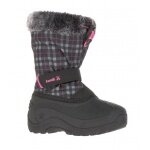 Kamik Winter Shoes Mini - seam-sealed nylon, faux fur snow collar, water repellent - black/pink Children