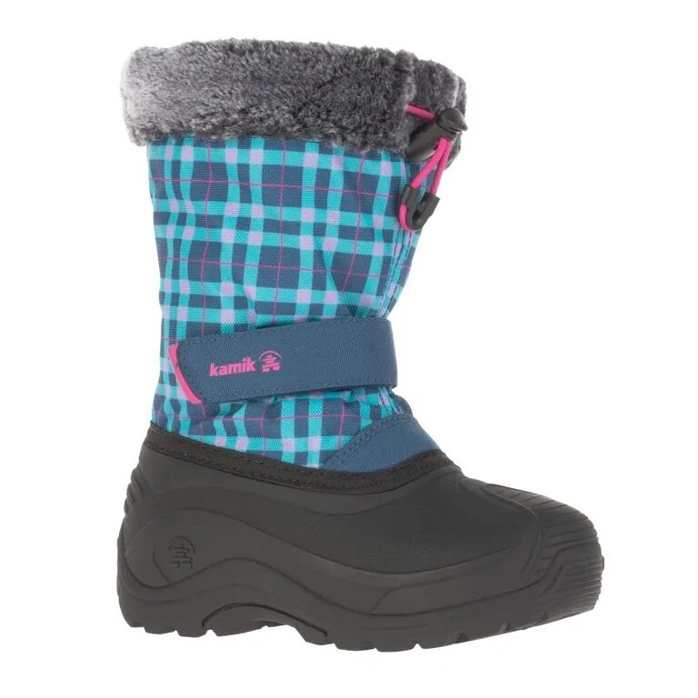 Kamik Winter Shoes Mini - seam-sealed nylon, faux fur snow collar, water-repellent - navy blue Kids