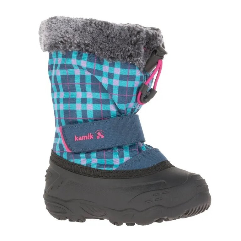 Kamik Winter Shoes Mini - seam-sealed nylon, faux fur snow collar, water-repellent - navy blue toddlers
