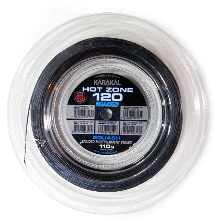 Karakal Squash String Hot Zone Braided 120 (Power+Control) 1.20mm black 110m roll