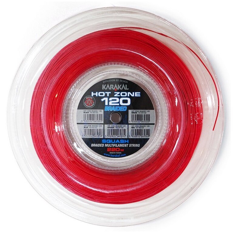 Karakal Squash String Hot Zone Braided 120 (Power+Control) red 220m roll