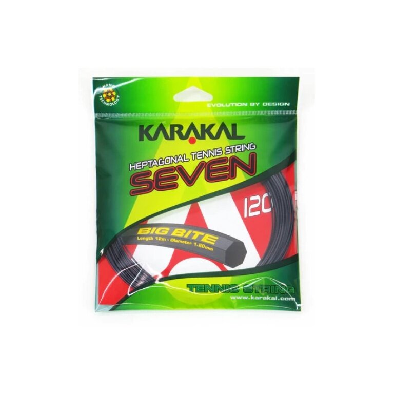 Karakal Tennis String Big Bite Seven 120 (Control+Spin) Black 12m Set