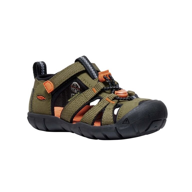 Keen Sandal Seacamp II CNX (Synthetic/Textile, Quick lacing system with Velcro fastener) olive green toddlers