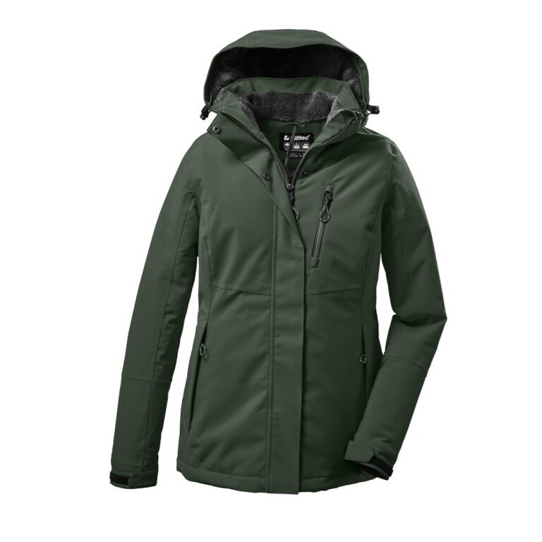 Killtec Winter Jacket KOW 140 with Hood (waterproof and windproof) green-grey Ladies