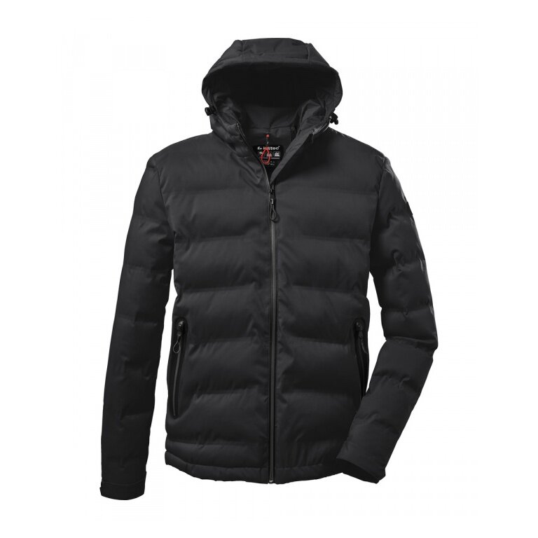 Killtec Quilted Jacket Kow 151 with Hood - water and wind resistant - black Men