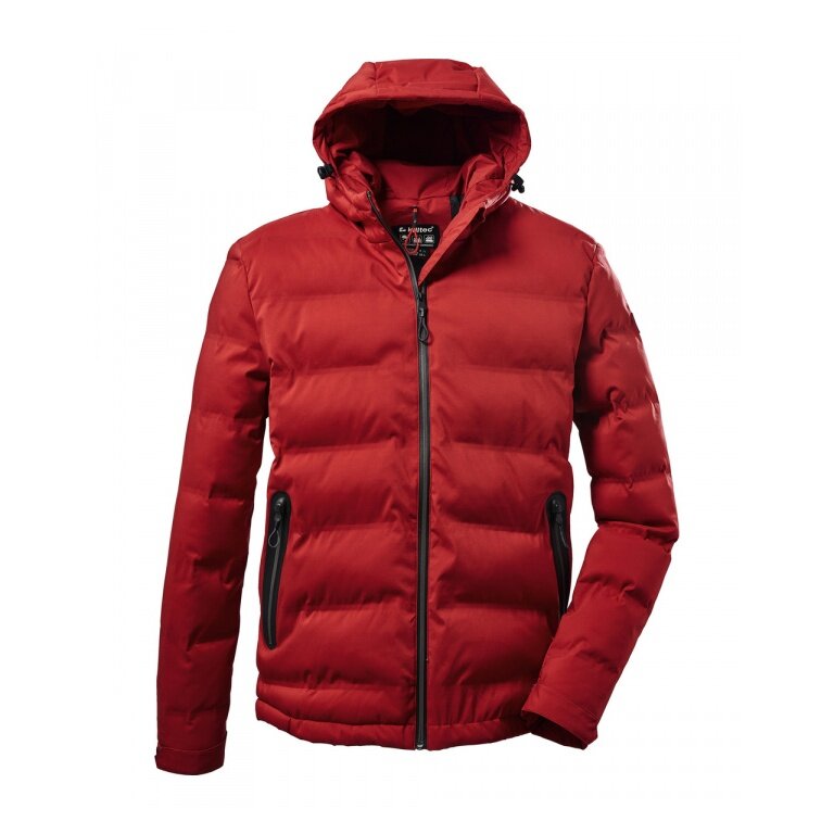 Killtec Quilted Jacket Kow 151 with Hood - Water and Wind Resistant - Red Men