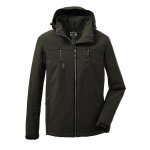 Killtec softshell jacket with detachable hood (fleece lining, water-repellent) dark green men's