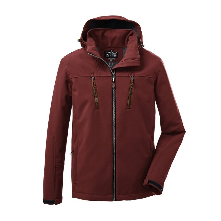 Killtec softshell jacket with detachable hood (fleece lining, water-repellent) burnt red men's