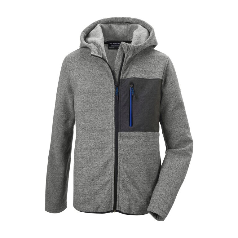 Killtec Knit Fleece Jacket Kow 200 with Hood (warm, Midlayer) light grey Kids