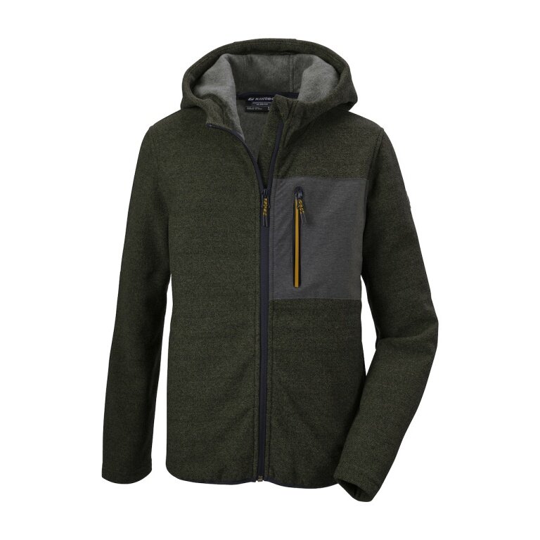 Killtec Knit Fleece Jacket Kow 200 with Hood (warm, Midlayer) olive green Kids
