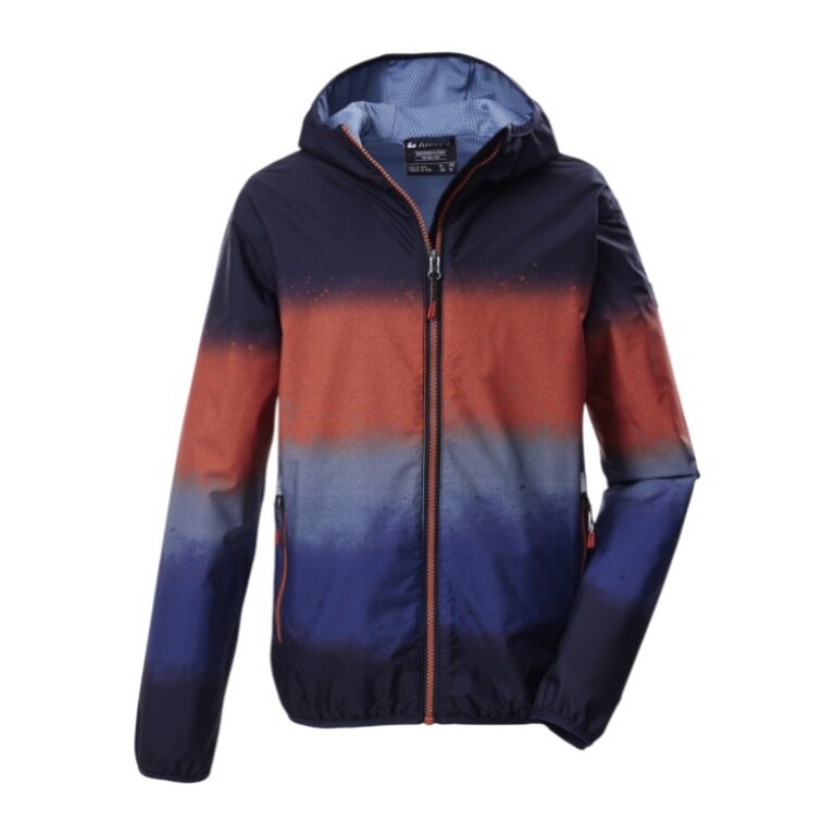 Killtec Functional Jacket KOS 144 (with hood, windproof, waterproof) dark navy/orange boys