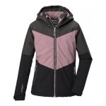 Killtec Functional Jacket KOW 156 (with hood, windproof, waterproof) dark grey/pink girls