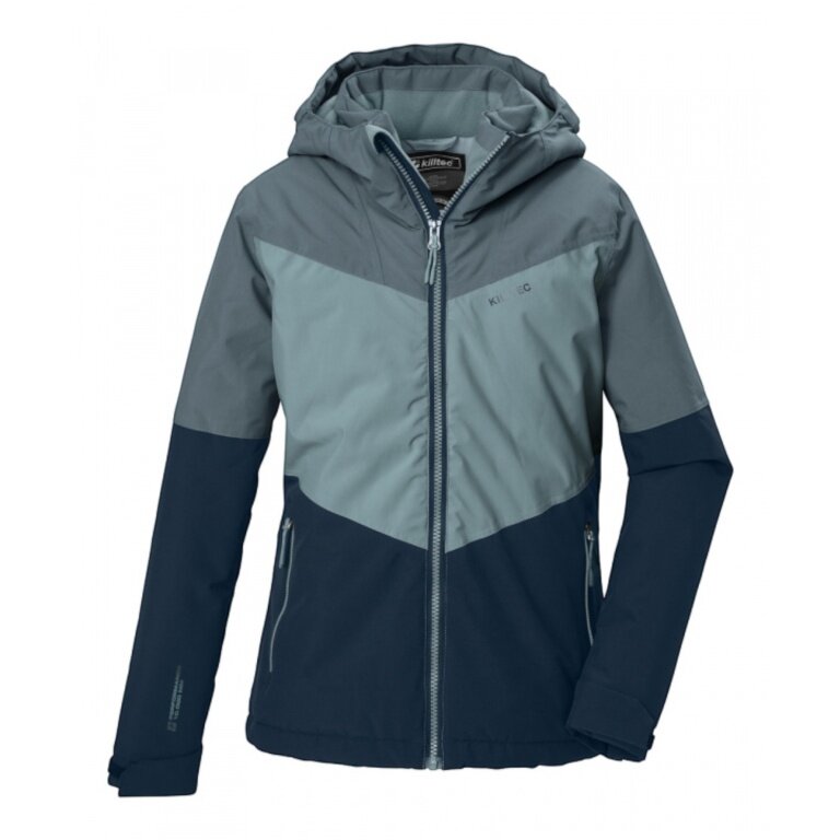 Killtec Functional Jacket KOW 156 (with hood, windproof, waterproof) dark blue/light blue girls