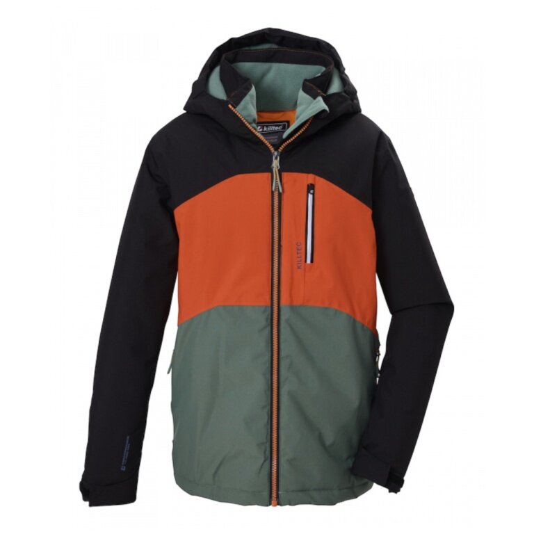 Killtec Functional Jacket KOW 172 (with hood, windproof, waterproof) black/green boys