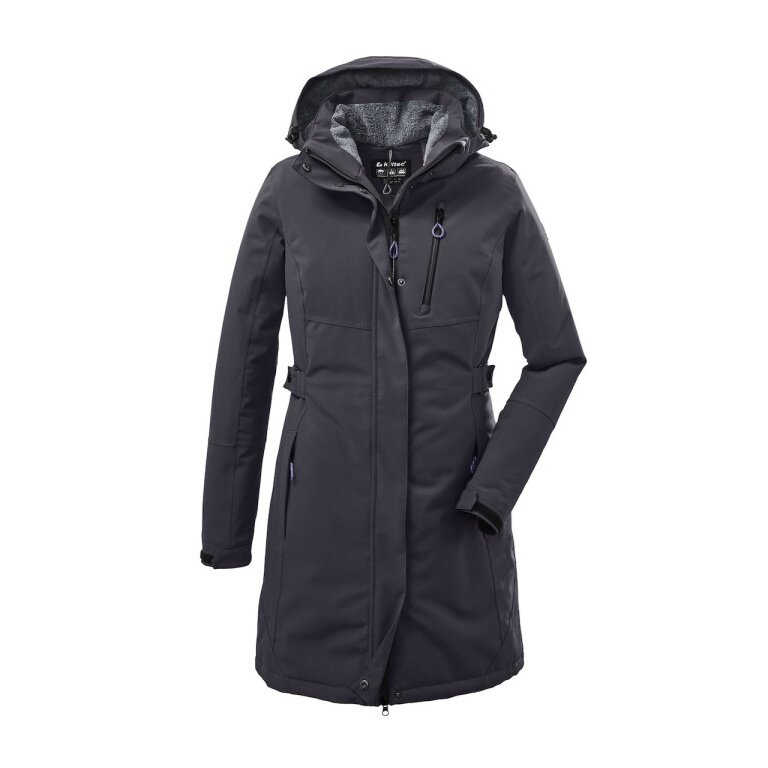 Killtec winter coat with detachable hood (waterproof and windproof, parka) metallic grey ladies