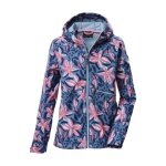 Killtec Softshell Jacket KOS 154 (with hood, windproof, water-repellent) storm blue/pink girls