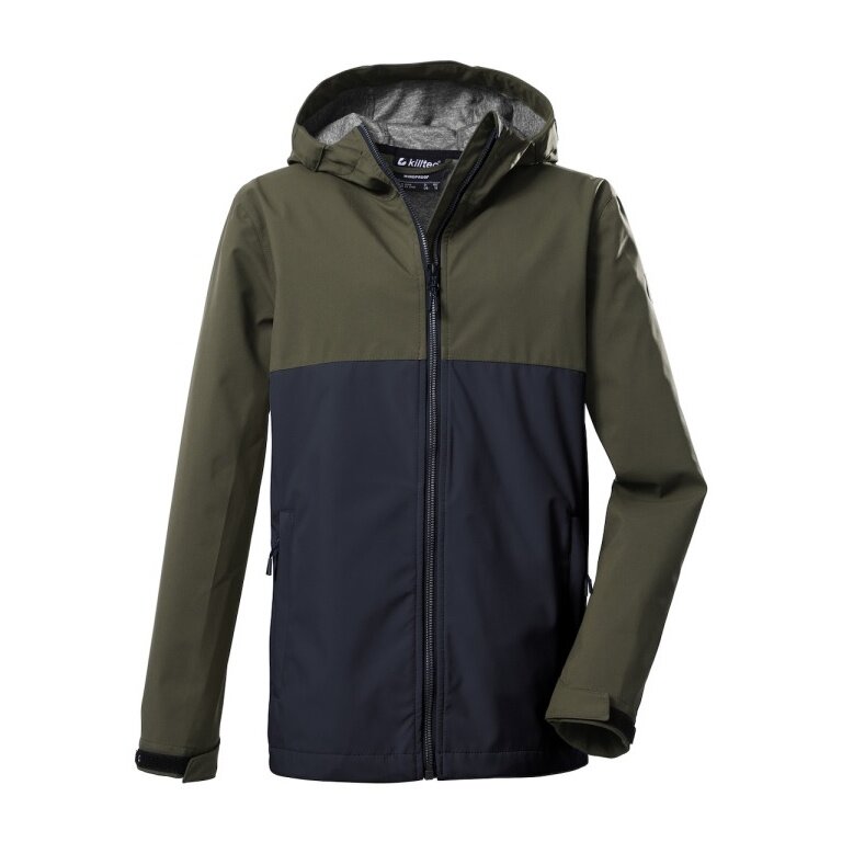 Killtec Softshell Jacket KOS 219 (Hood, wind and water repellent) dark olive green Boys