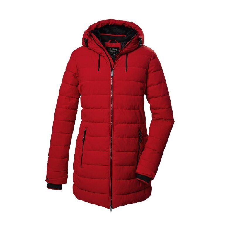 Killtec Winter Quilted Parka KOW 55 QLTD Parka with Hood (breathable, windproof, water-repellent) red Ladies