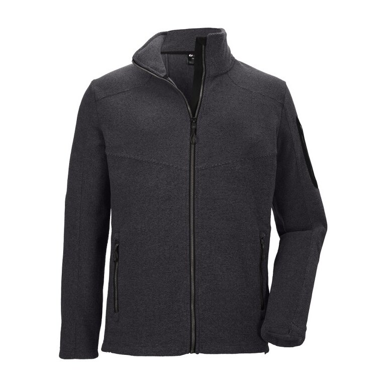 Killtec Knitted Fleece Jacket Kow 28 with Stand-up Collar (high wearing comfort) dark grey Men