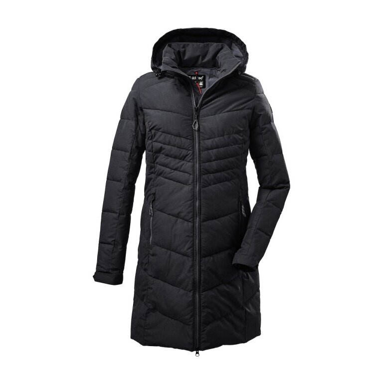 Killtec Winter Down Coat with Detachable Hood (Parka, Water and Wind Resistant) Black Women