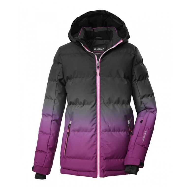Killtec Winter Quilted Jacket KSW 330 in Down Look (Ski Jacket, Snow Skirt, Windproof) Grey/Raspberry Pink Girls