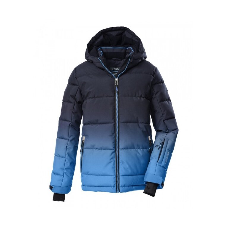 Killtec Winter Quilted Jacket KSW 382 with Hood (windproof, breathable) neon blue boys