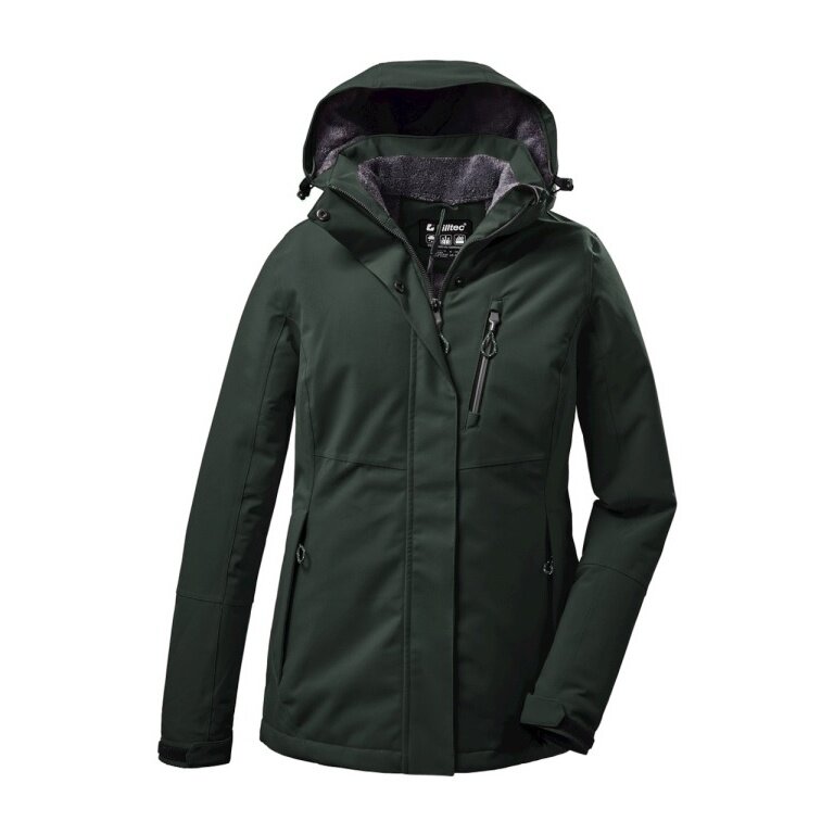 Killtec Winter Jacket KOW 140 with Hood (waterproof and windproof) dark green Women