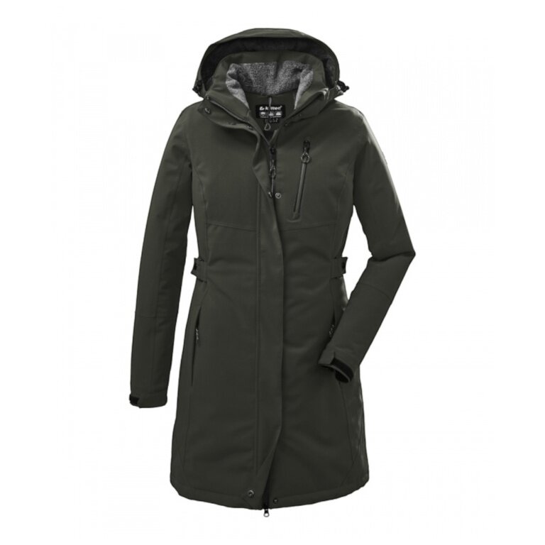 Killtec winter coat with detachable hood (waterproof and windproof, parka) sage green ladies
