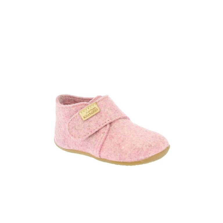 Living Kitzbühel Slippers Velcro Model Felt (rec. Wool) - High Shaft - Solid Colour Kids Rose Children (18-26)