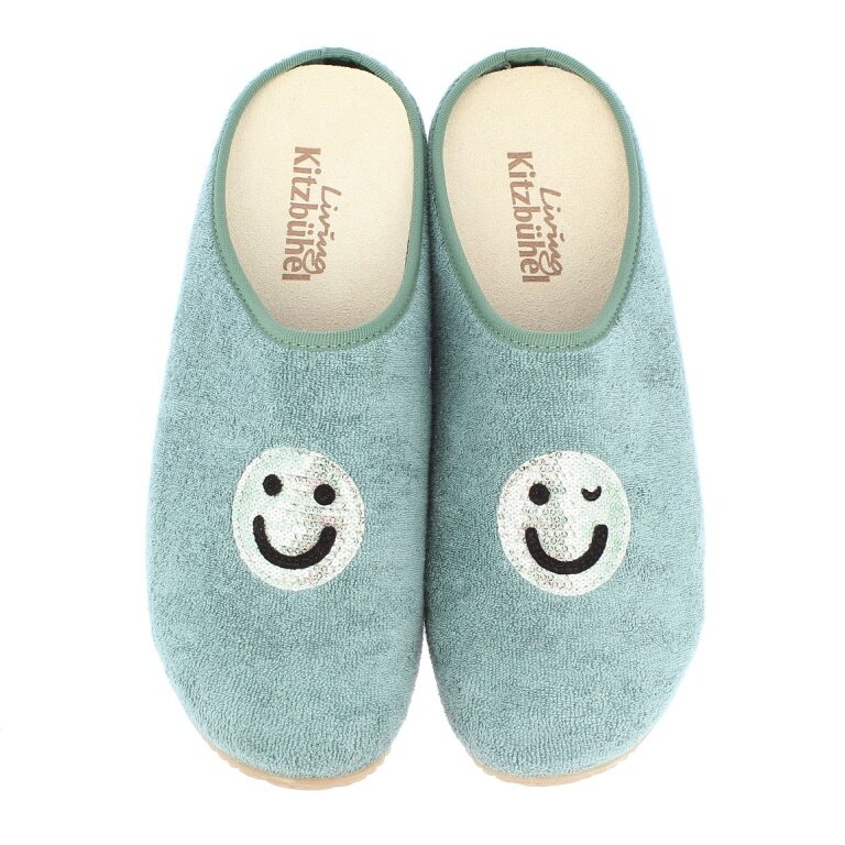 Living Kitzbühel Slippers Fleece Smiley (Cotton) Mint Green Ladies