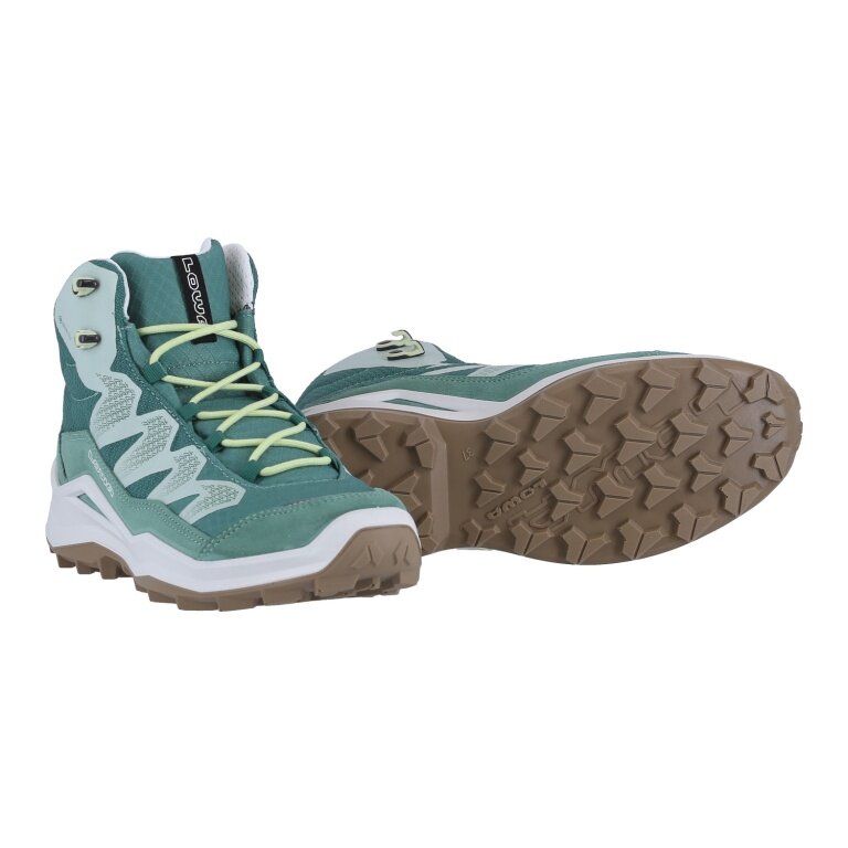 Lowa Maddox Pro Mid GTX Junior Hiking Shoes (Textile/Suede, waterproof) smoke green/mint green children