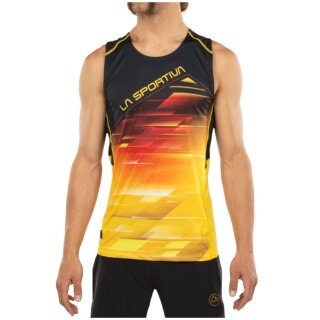 La Sportiva Running Tank Top Slipstream (breathable, reflective details) black/yellow/red men's