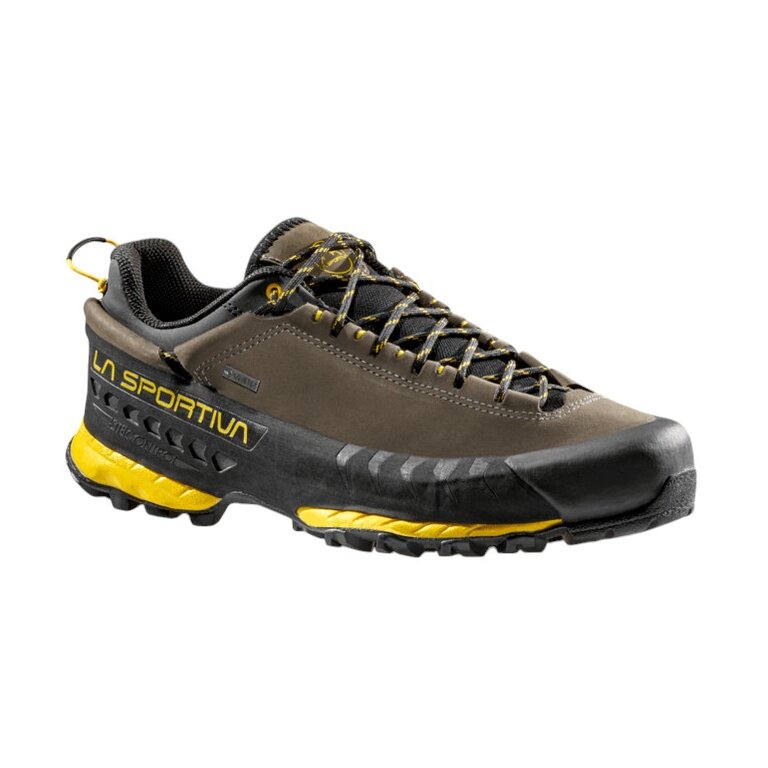 La Sportiva Hiking Shoes TX 5 Low GTX (Nubuck Leather, Approach, Waterproof) Carbon Grey/Yellow Men's