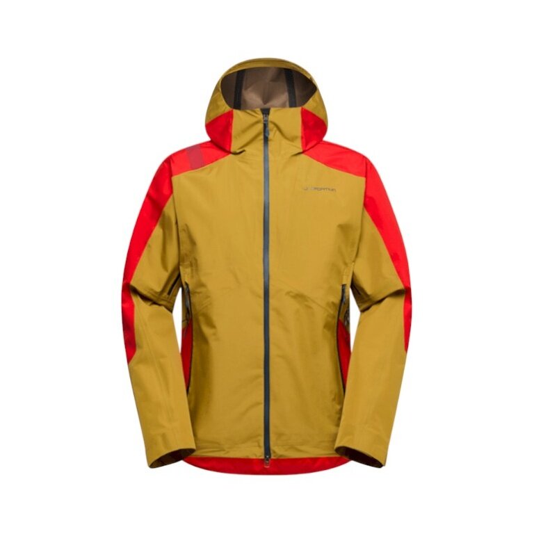 La Sportiva Softshell Jacket Crossridge Evo Shell (Hard Shell, for Ski Touring, Waterproof) savannah yellow/red Men's