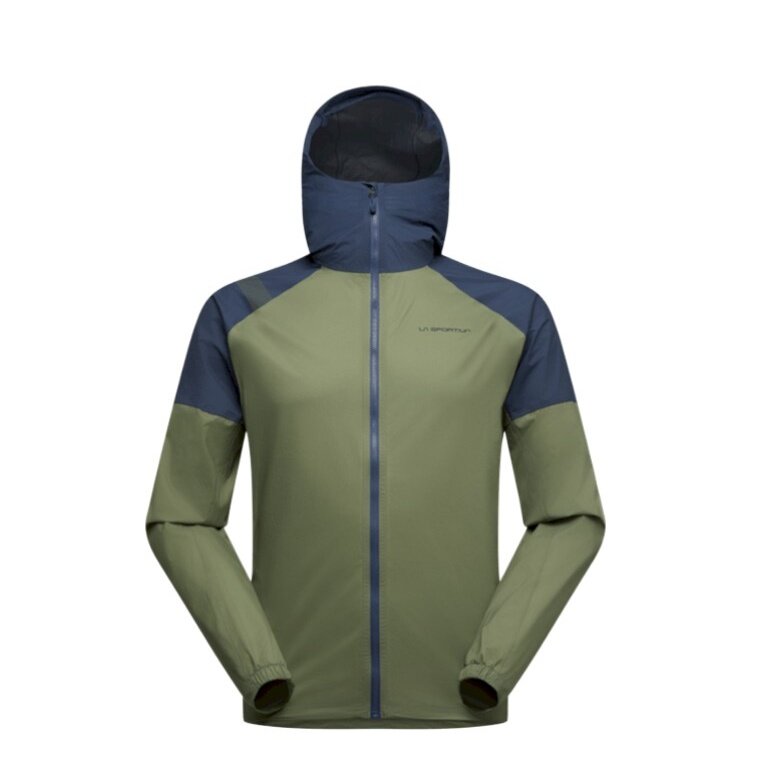 La Sportiva Trail Running Jacket Pocketshell (Hard Shell, waterproof) dark green/dark blue men's