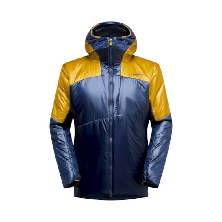 La Sportiva Winter Jacket Supercouloir Primaloft Parka (PrimaLoft Gold Insulation, windproof) dark blue/savana yellow men's