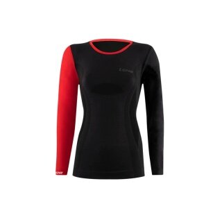 Lenz Functional Underwear Long Sleeve Merino 6.0 Round Neck Black/Red Women