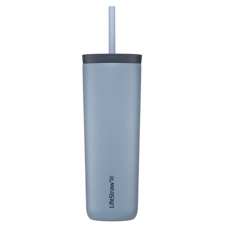 LifeStraw Thermo Mug Go Steel Tumbler Insulated Stainless Steel, with Water Filter, with Straw - blue - 500 ml