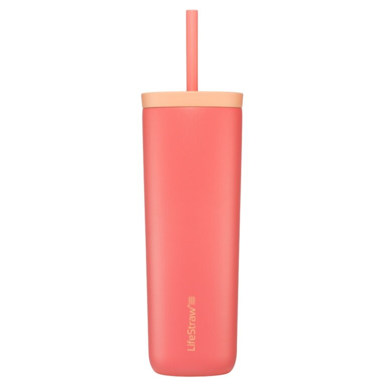 LifeStraw Thermo Mug Go Steel Tumbler Insulated Stainless Steel, with Water Filter, with Straw - apricot/pink - 500 ml