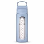 LifeStraw Go Glass Water Bottle with Water Filter, Closure with Silicone Mouthpiece BPA Free Light Blue - 600 ml