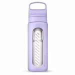 LifeStraw Go Glass Water Bottle with Water Filter, Closure with Silicone Mouthpiece BPA Free Purple - 600 ml