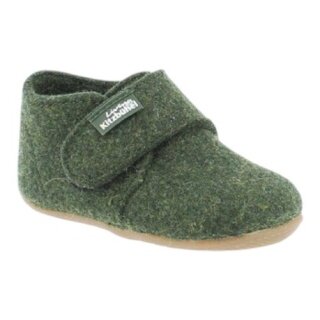Living Kitzbühel Slippers Velcro Model Felt (rec. Wool) - High Shaft - Solid Colour Kids Green Children (27-30)