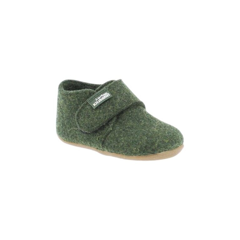 Living Kitzbühel Slippers Velcro Model Felt (rec. Wool) - High Shaft - Solid Colour Kids Green Children (27-30)
