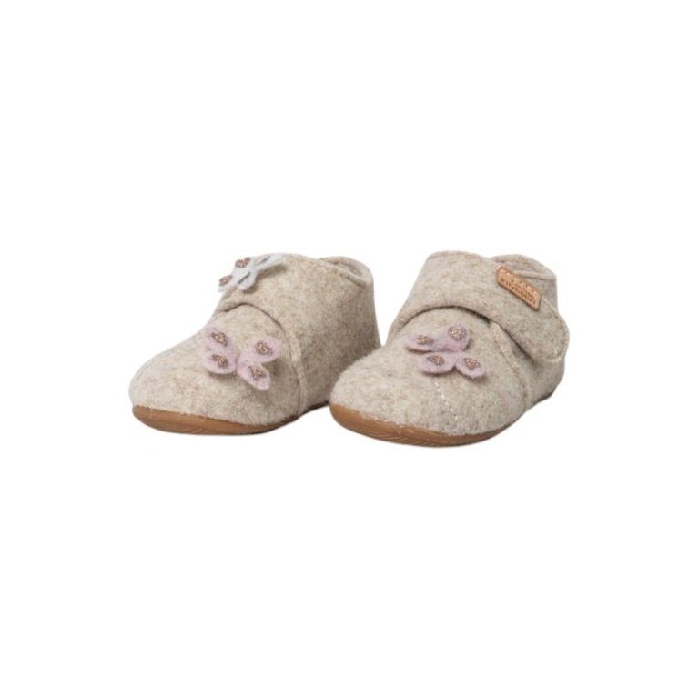 Living Kitzbühel Slippers Velcro Shoe Sissi Butterfly (Wool) Solid Colour Oat Milk White Girls (27-30)