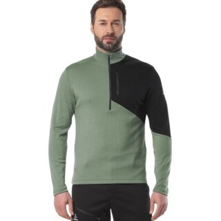 Löffler Long Sleeve Shirt Block Transtex Merino Midlayer (Half-Zip, thermal insulation) green/black men's