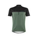 Löffler Bicycle Shirt Bike Half-Zip Glow (Zip Back Pocket, Quick-Drying) Pine Green/Black Men's