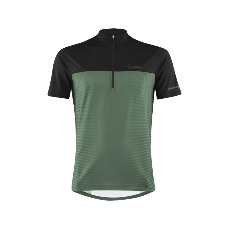 Löffler Bicycle Shirt Bike Half-Zip Glow (Zip Back Pocket, Quick-Drying) Pine Green/Black Men's